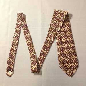 Vintage Joseph Abboud Men's Classic Tie Beige 100% Silk Floral‎ Made In USA